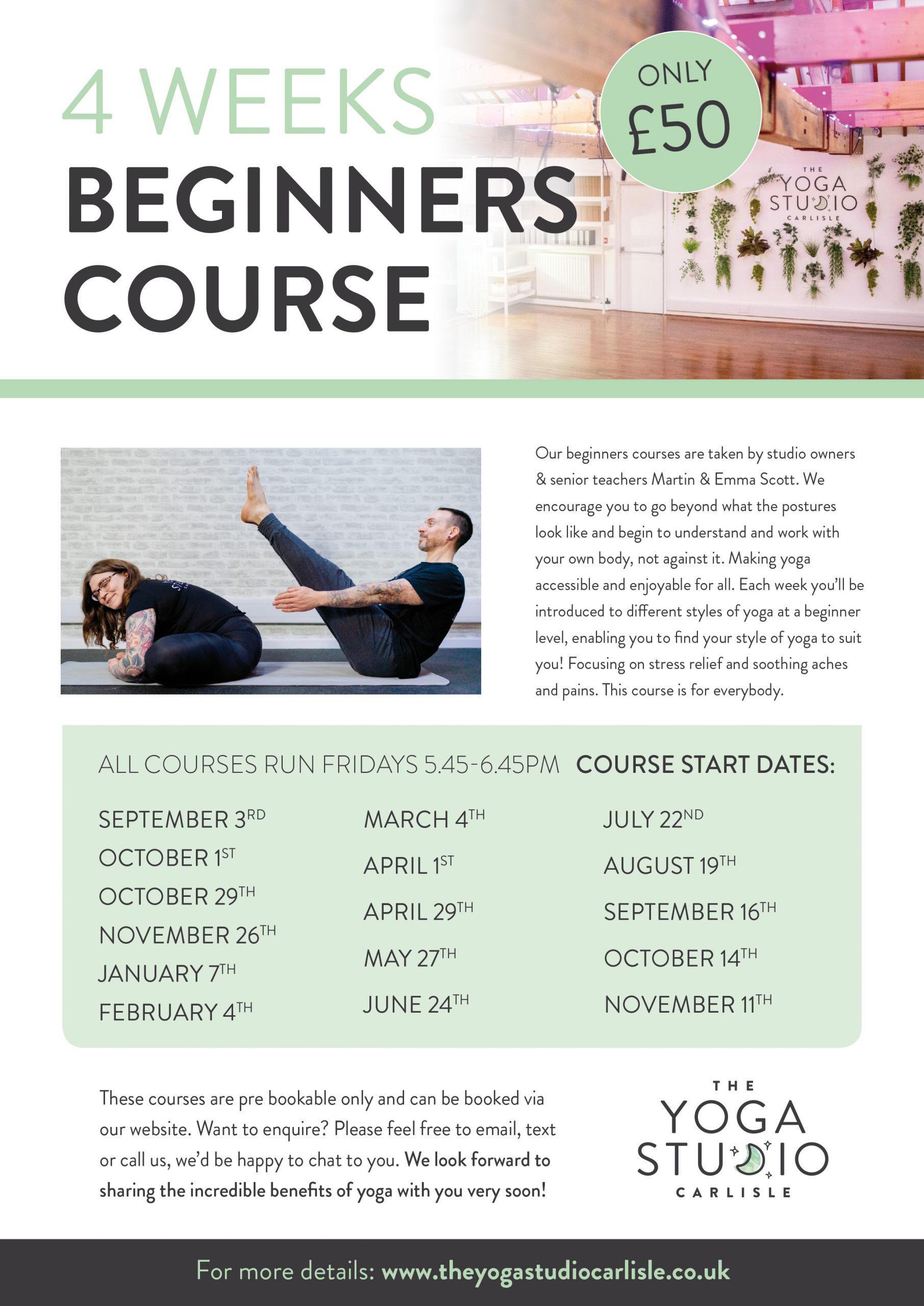 4 Weeks Beginners Yoga Course The Yoga Studio Carlisle