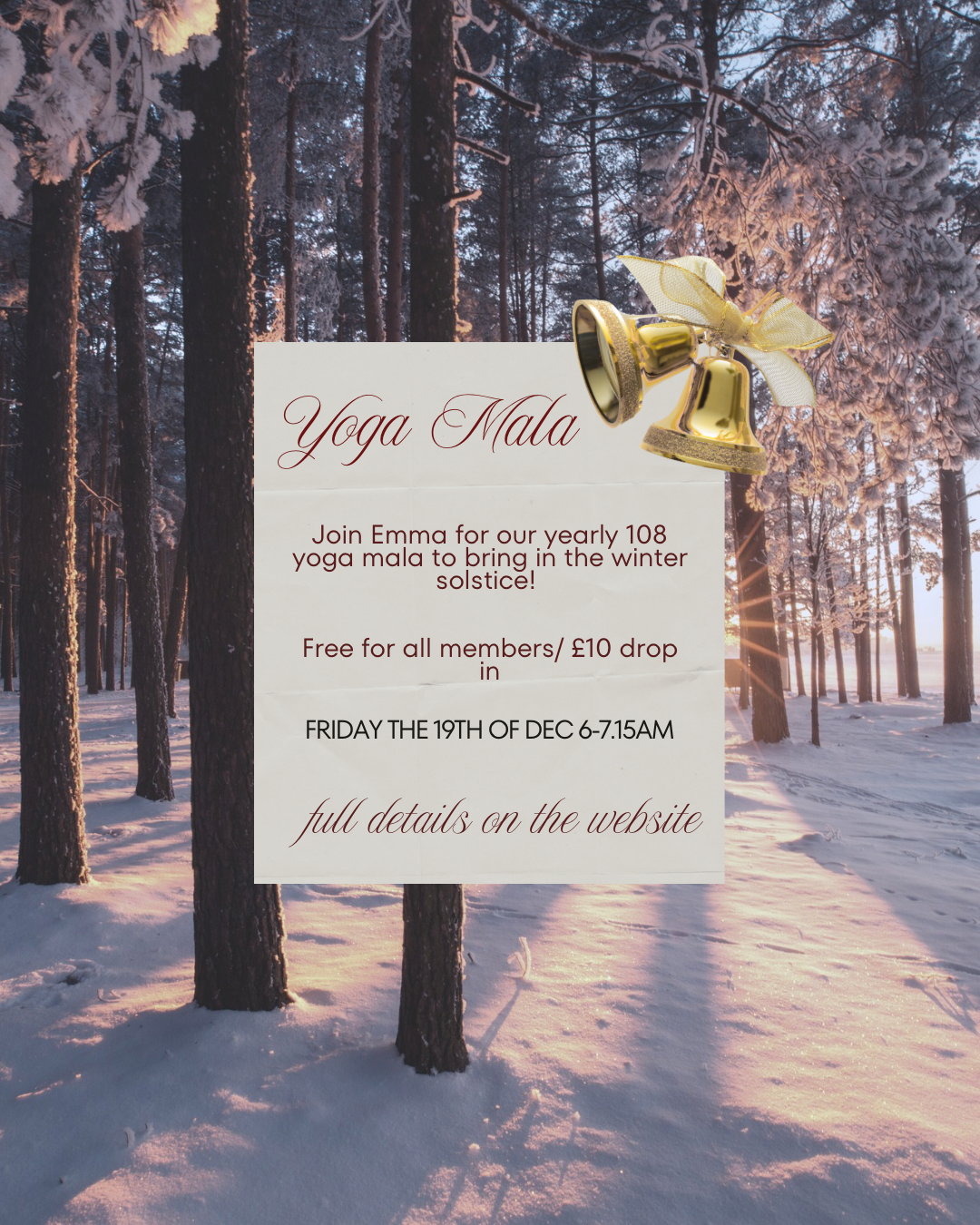 Winter solstice yoga Mala by candle light, with Emma
